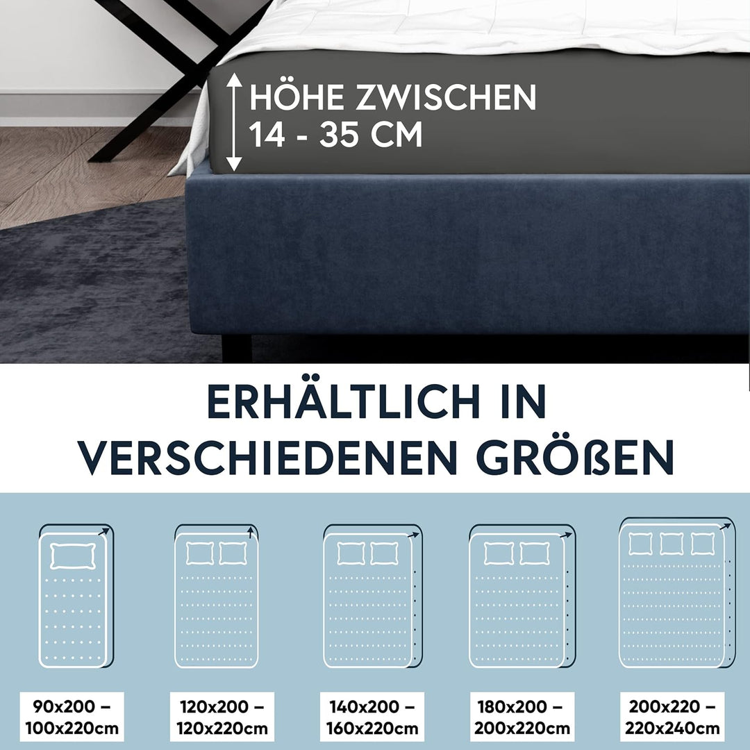 MOON-Luxury Spannbettlaken Spannbetttuch Jersey Stretch 230g/m² für Wasserbetten, Boxspringbetten un