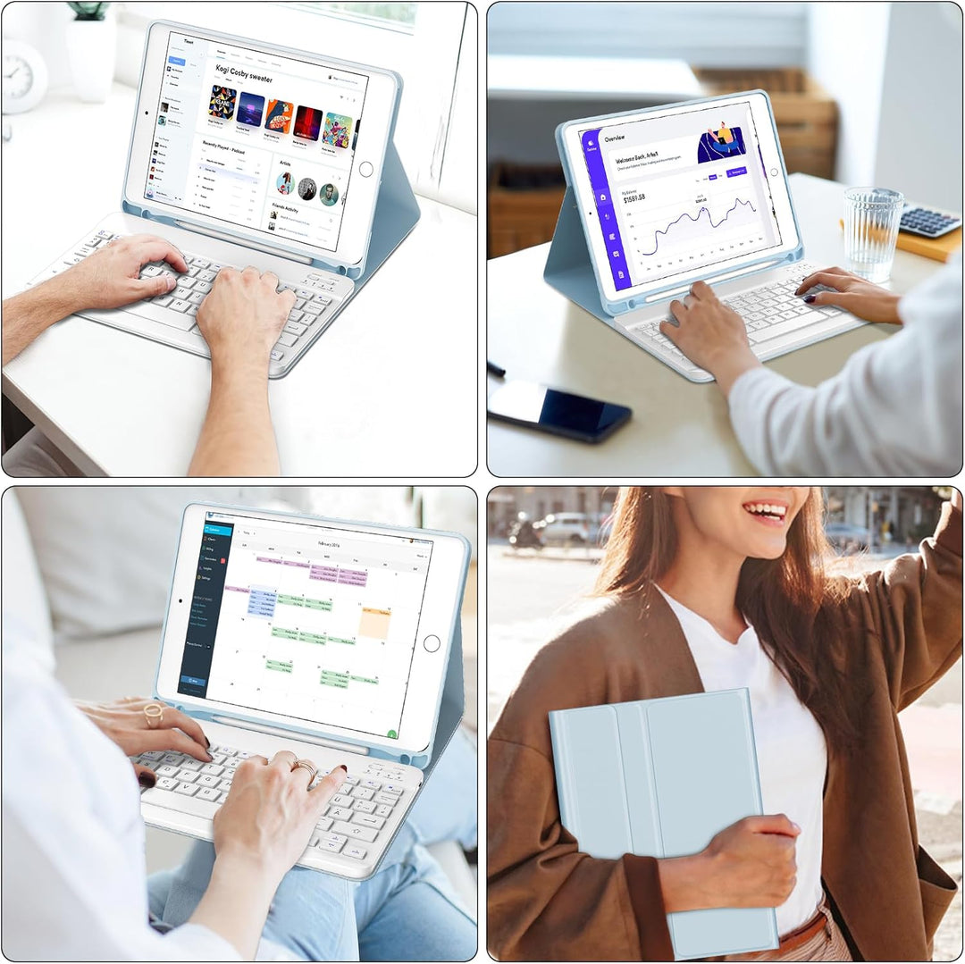 IVEOPPE Tastatur iPad 6. Generation - Tastatur Hülle für 9.7, Magnetisch Abnehmbarer QWERTZ Bluetoot