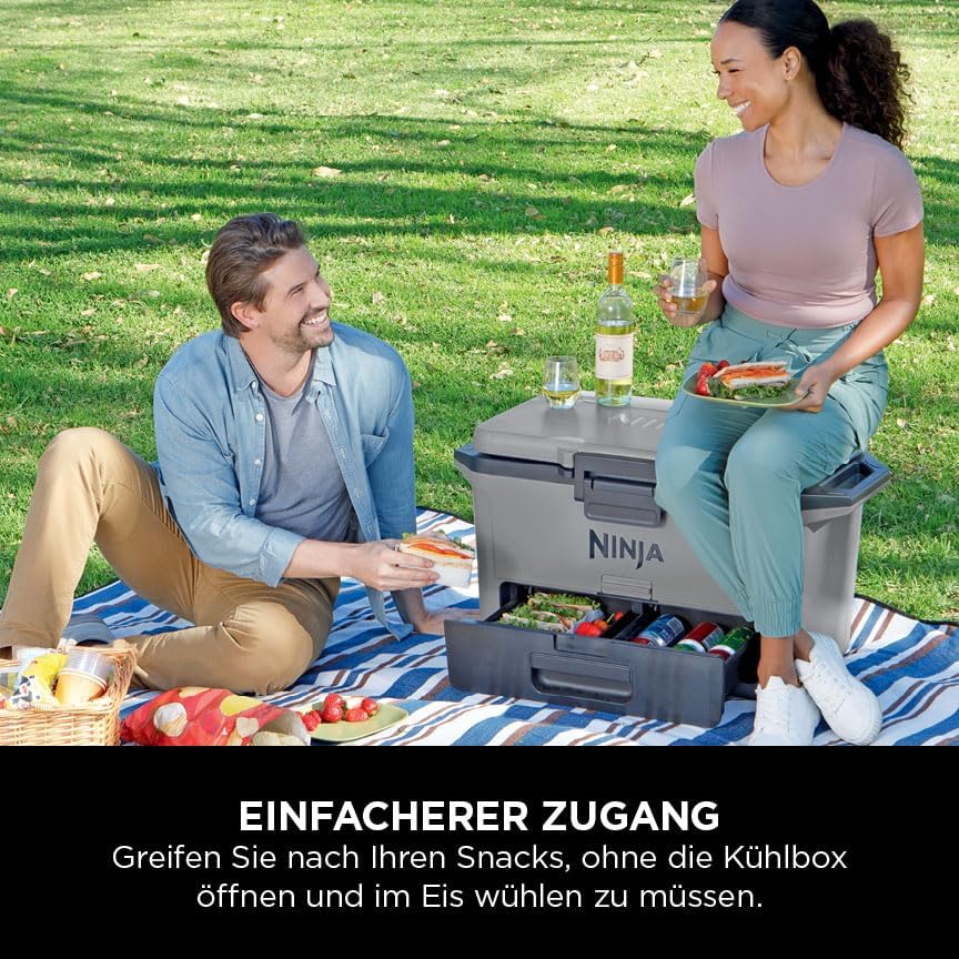 Ninja FrostVault Hard Cooler 47L, Premium isolierte Kühlbox, hält EIS bis zu 6 Tage 47L Grau, 47L Gr
