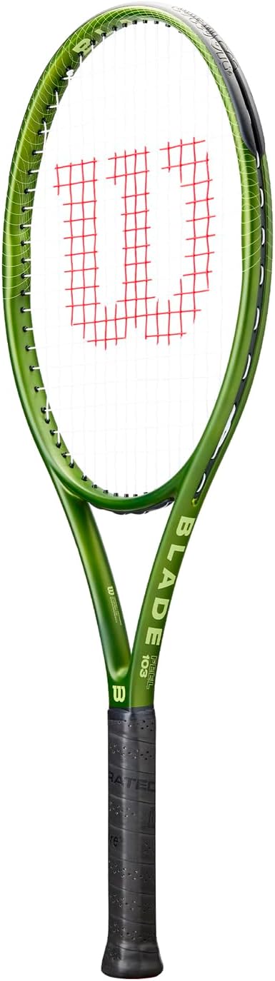 Wilson Blade Feel 103 Tennisschläger, Mit dichtem Saitenmuster für festes Gefühl beim Kontakt, Armfr