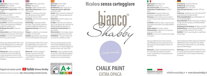 bianco Shabby® Lavanda Kreidefarbe Wasserbasis für Alle Oberflächen einfach zu verarbeiten ohne schl