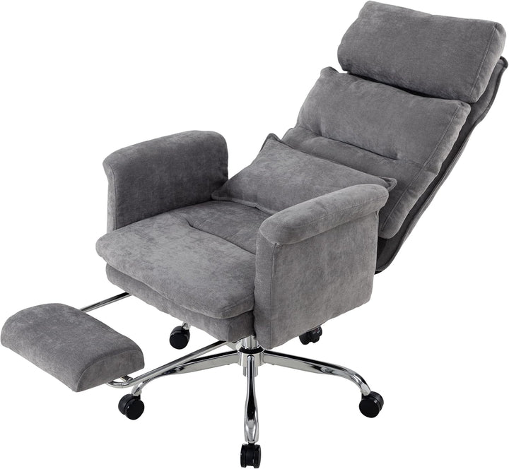 UEV Bürostuhl Ergonomisch mit Fussstütze bis 226kg,klappbare Armlehnen/Dicker Sitzpolsterung/Verstel