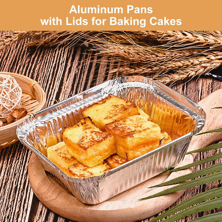 WOPPLXY 50 Stück Aluschalen mit Deckel, 1000ml Aluschalen Grill, 21,5 x 15 x 5cm Alu Grillschalen fü