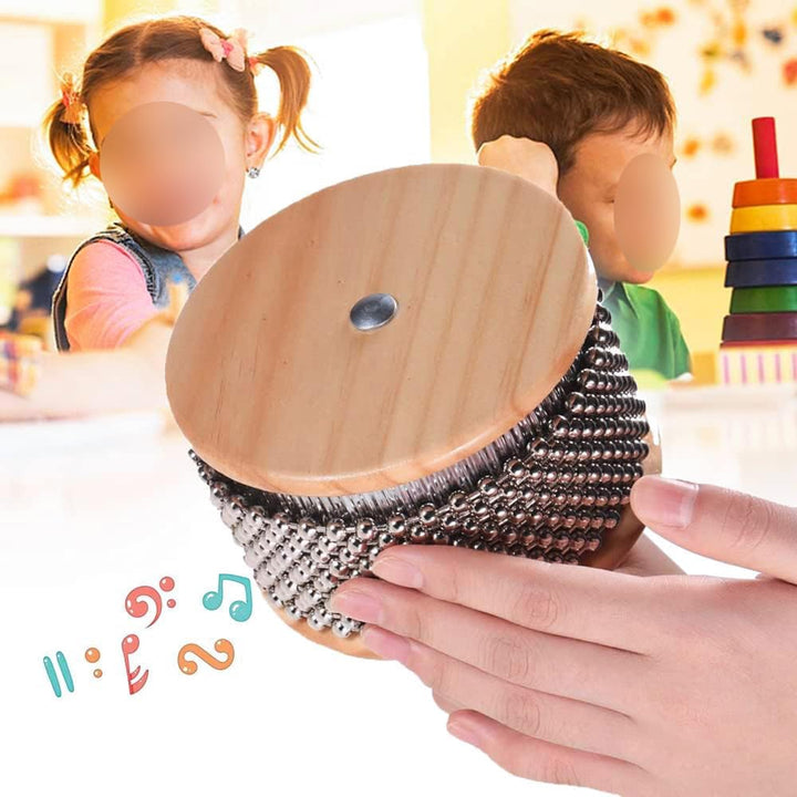 CENPEK Hochwertiges Cabasa-Percussion-Musikinstrument aus Holz mit Metallperlenkette
