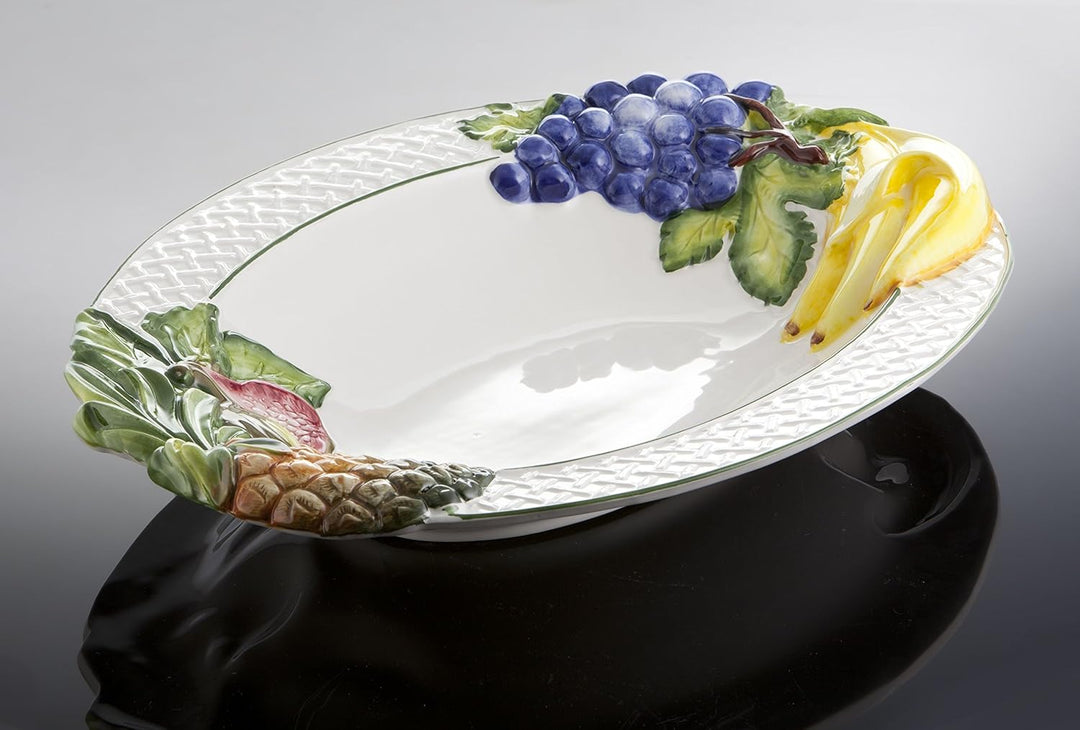 Bassano italienische Keramik grosse wuchtige ovale mediterrane Obstschale 48x36
