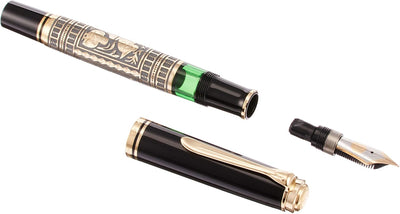 Pelikan Füllhalter Toledo 900, Schwarz, Feder B (breit), hochwertiger Kolbenfüller im Geschenk-Etui,