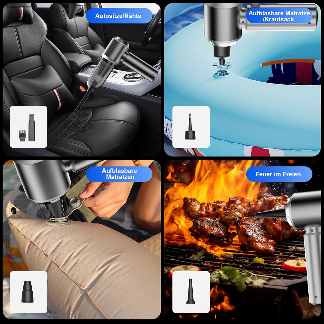 Handstaubsauger, 26000Pa Mini Akku Staubsauger Kabellos 4-In-1 Autostaubsauger 6000mAh 3-Gang Elektr