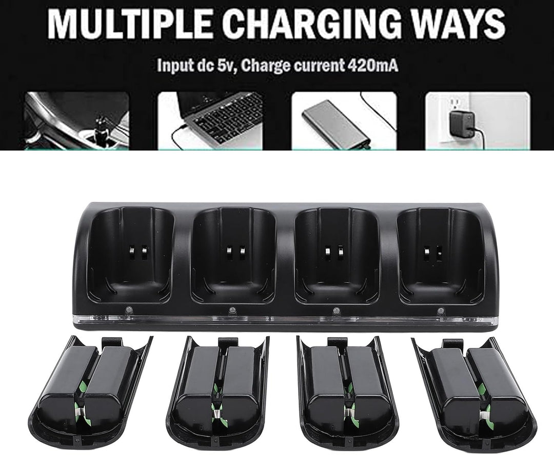 Fernbedienungs-Ladegerät, 4-in-1-Ladestation mit 4 Wiederaufladbaren 2800-mAh-Batterien, mit LED-Anz