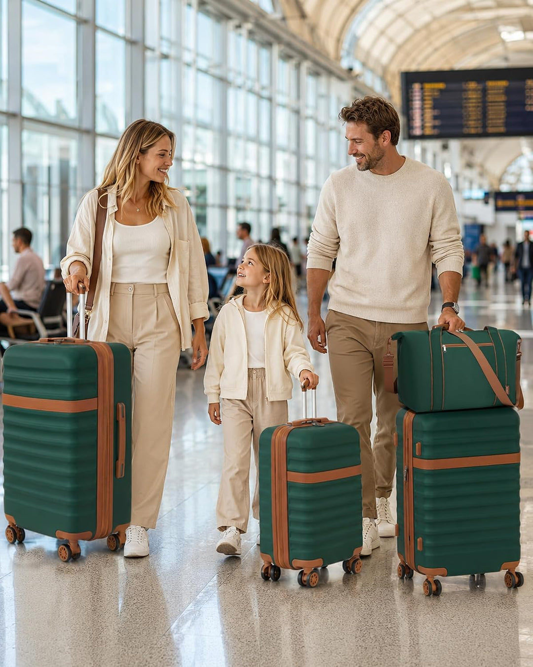 KONO Koffer 5er Set Hartschalenkoffer ABS+PC, Handgepäck/Mittel/Gross Reisekoffer mit TSA Schloss, E