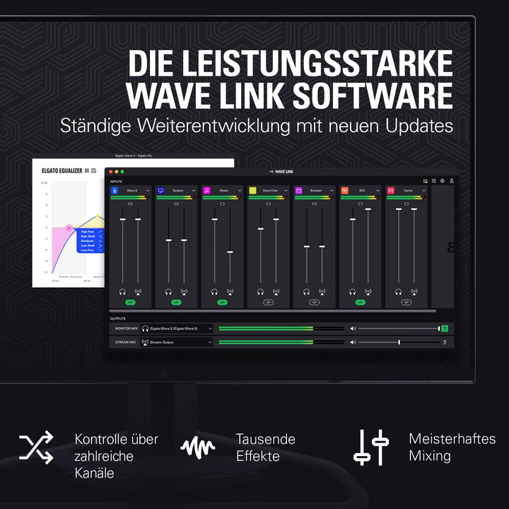 Elgato Stream Deck +, Audiomixer & Wave:3 - Professionelles USB-Kondensatormikrofon für Streaming, P