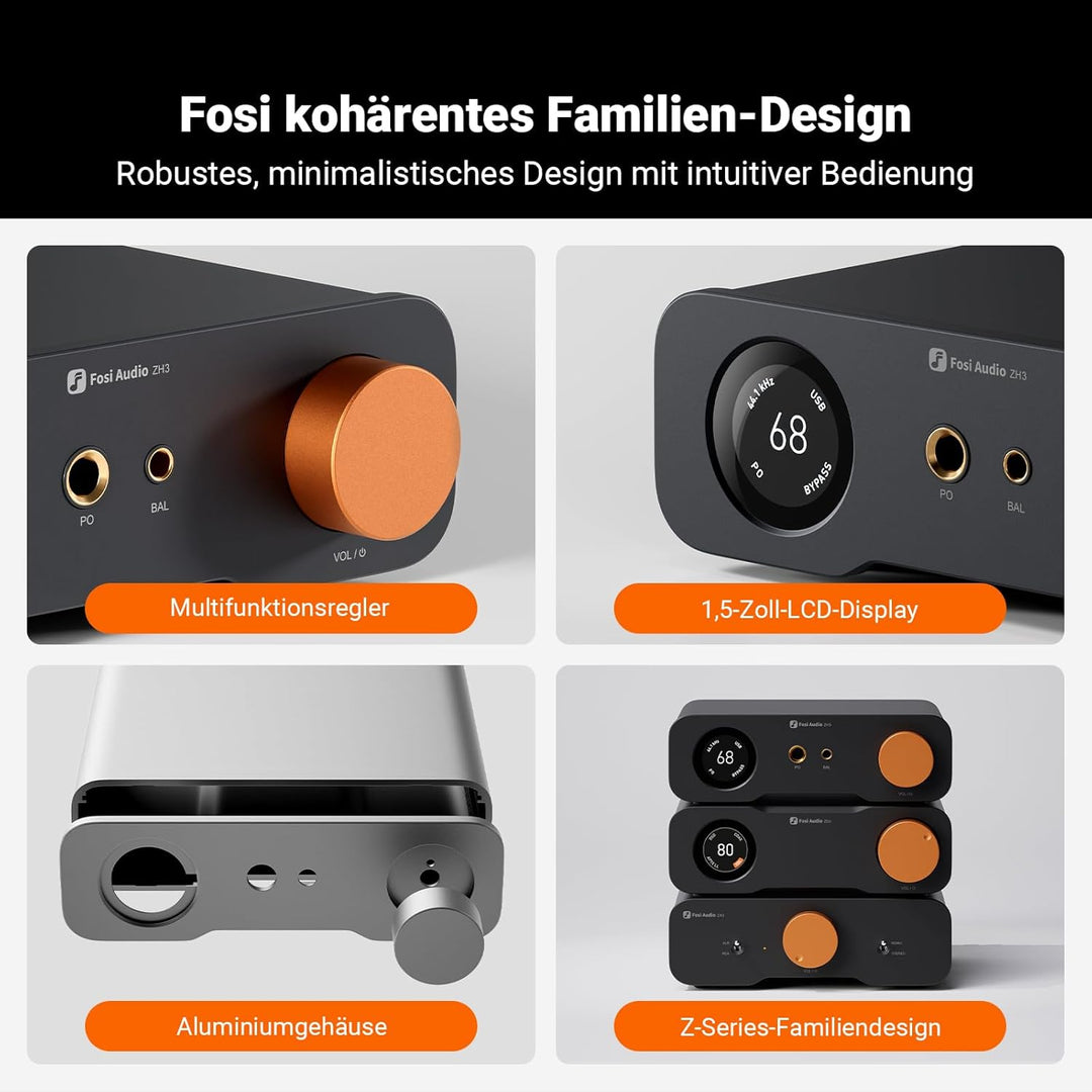 Fosi Audio ZH3 Full Balanced HiFi Vorverstärker, DAC Kopfhörerverstärker mit AKM4493SEQ XMOS XU316 P