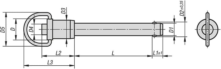 KIPP – Bedienteile | Normelemente K0746.01506010 Kugelsperrbolzen mit Ringklammer Edelstahl, selbsts