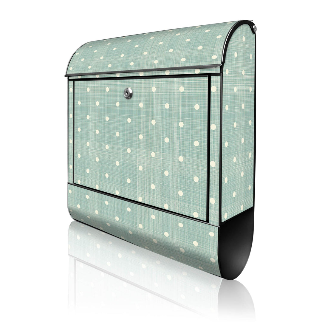 banjado® Design Briefkasten mit Motiv Punkte Lindgrün 39x47x14cm &amp; 2 Schlüssel - Briefkasten Stahl s