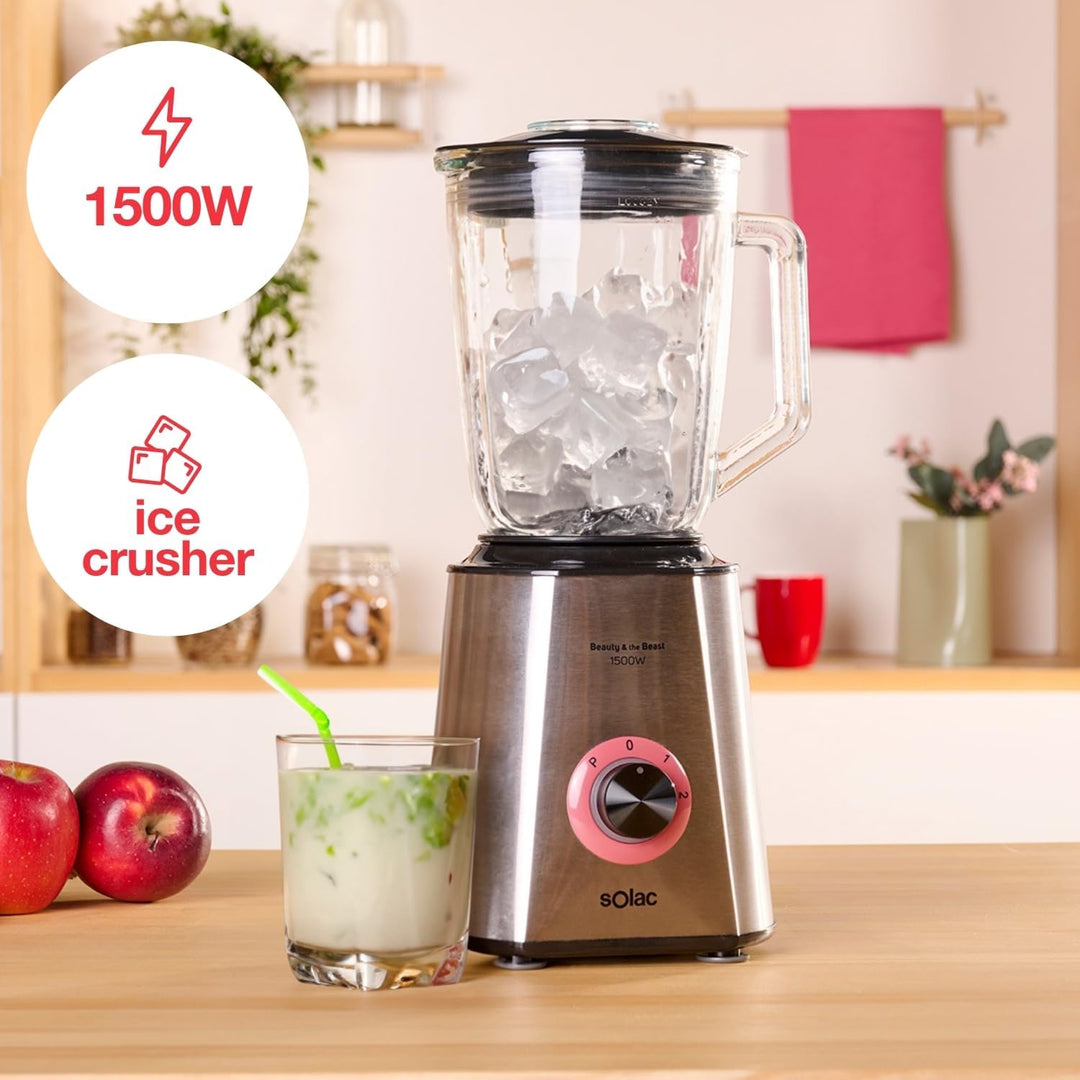Solac BV5728 Die Schöne und das Biest 1500 - Glasmixer, 1500W, 6 Edelstahlklingen, 2 Geschwindigkeit