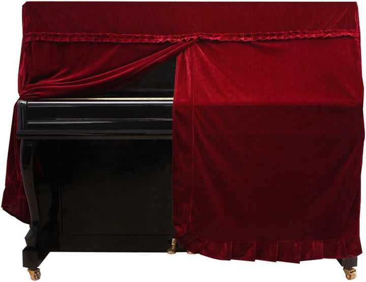 Dilwe Klavierdeckel, Colorfast Pleuche Piano Staubdicht Dekoriert Cover Rot, Rot
