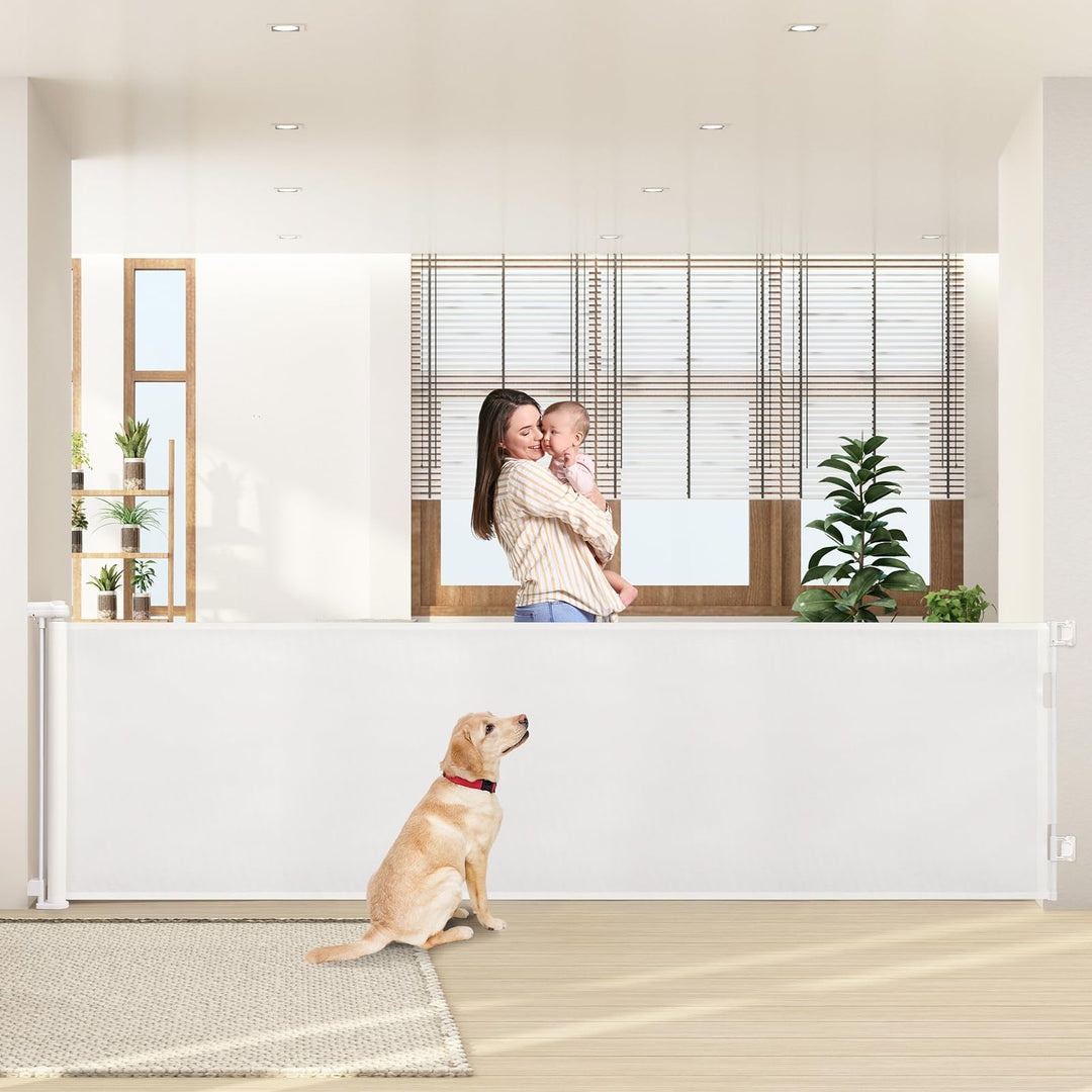 HollyHOME Treppenschutzgitter Ausziehbar 0-300cm,Türschutzgitter Extra Breit, Einhandbedienung, Sich