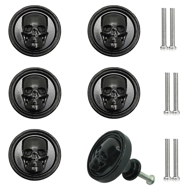 JfwuHap Vivicap Totenkopf-Knäufe, 6 kreative Totenkopf-Knöpfe, Schrankknauf, solide Metallbasis, Möb