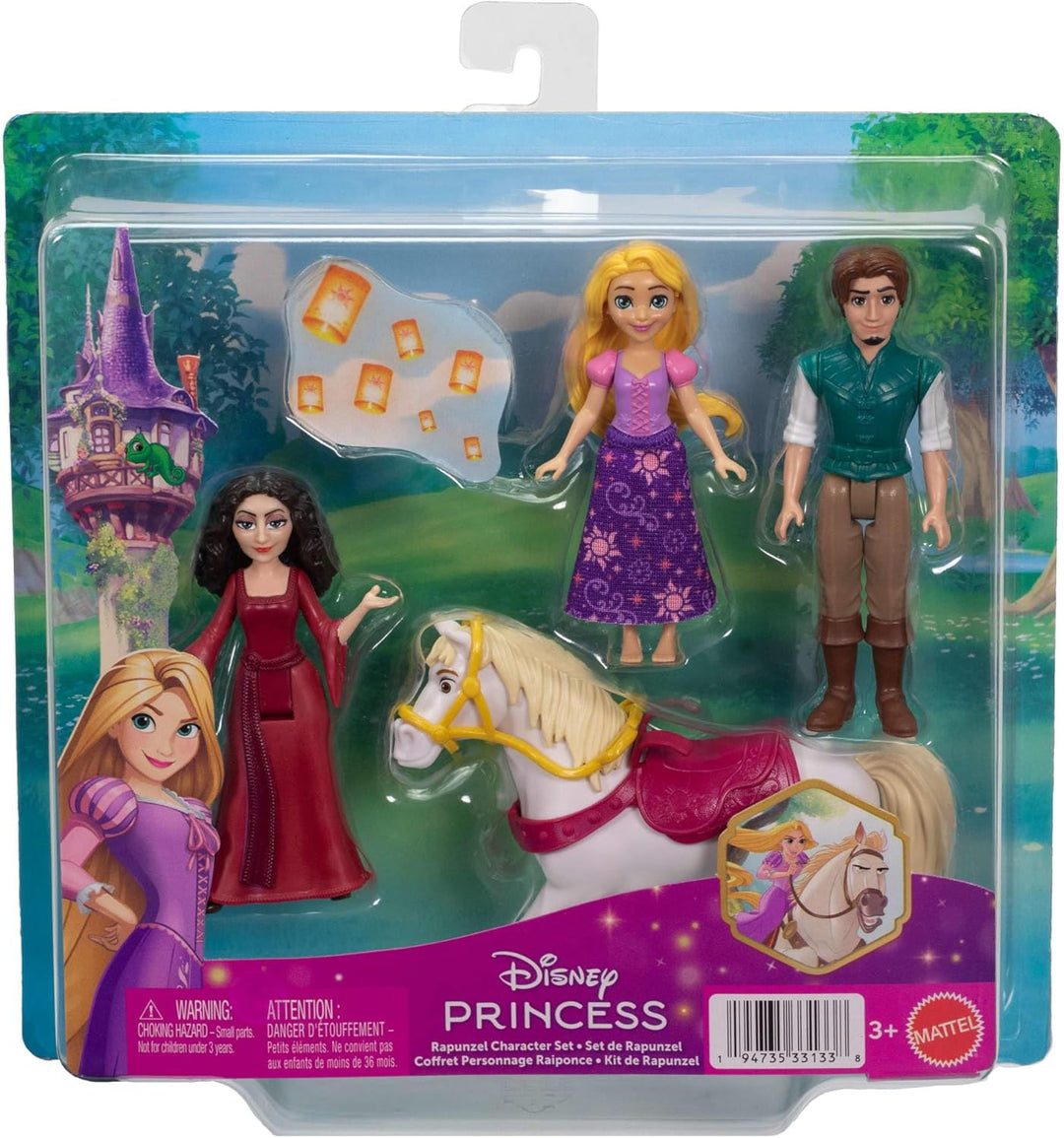 Disney Prinzessin-Spielzeug, kleine Puppen im 4er-Set mit Rapunzel, Flynn Rider und Mutter Gothel so