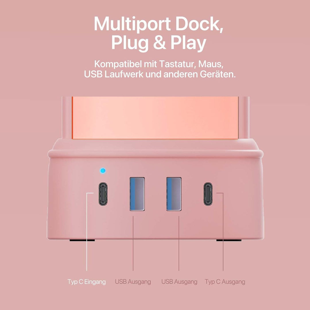 YOWU Kristall-Kopfhörerständer – 3-in-1 Multiport-Dockingstation mit 10 magischen Lichtmodi – das ul