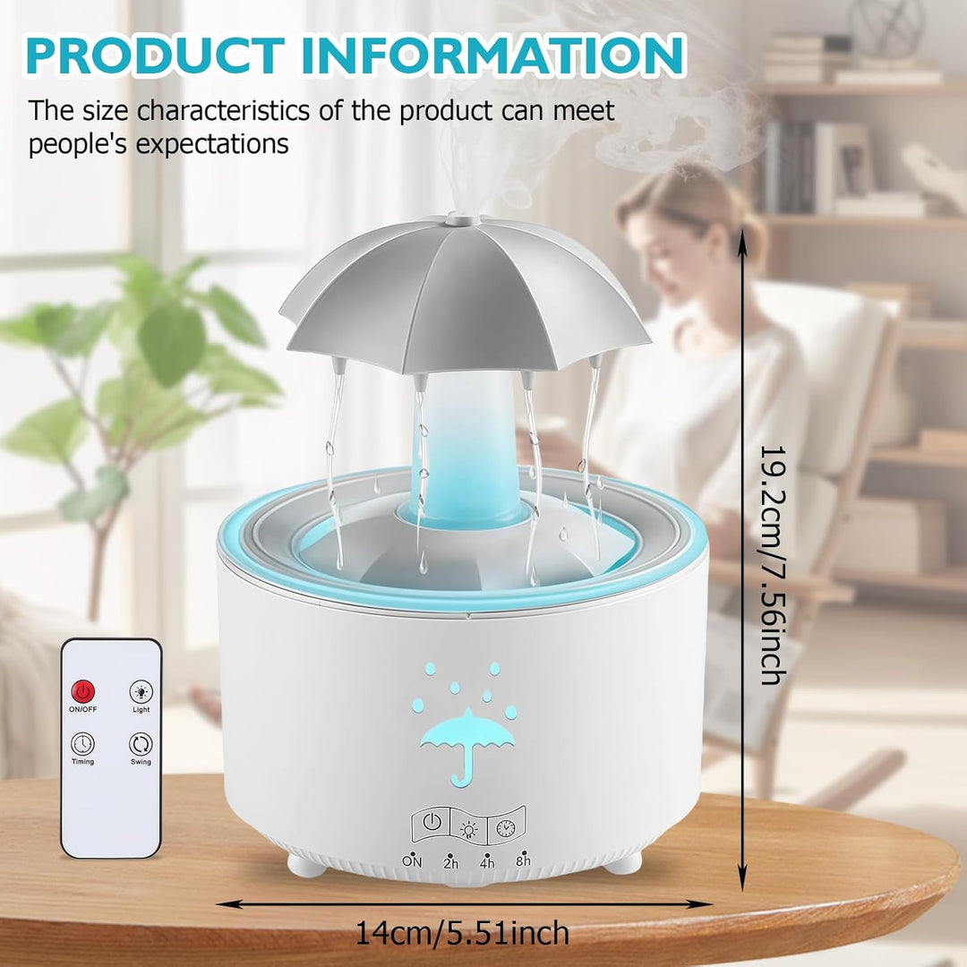 Regenschirm Luftbefeuchter: 300ml Rotierender Luftbefeuchter mit Fernbedienung, 7-Farben LED Aromath