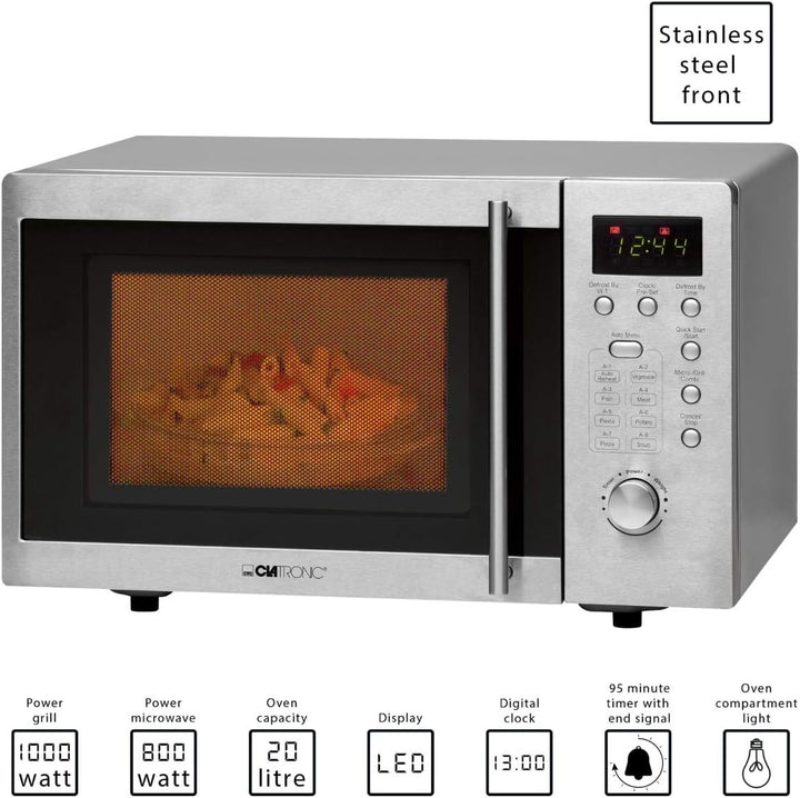 Clatronic® Mikrowelle mit Grill | 1000 Watt | platzsparende Mikrowelle Unterbau | 20L Garraum | Mikr