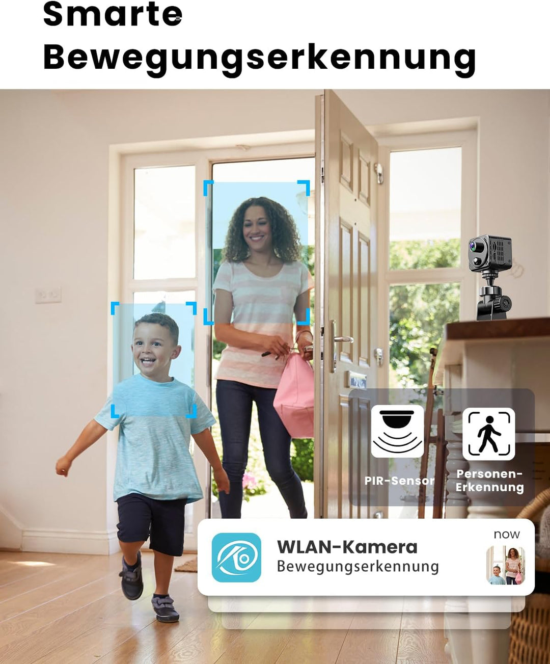 4K Mini Kamera 2,4/5GHz WLAN Überwachungskamera Innen WiFi Camera mit Live Übertragung aufs Handy, P