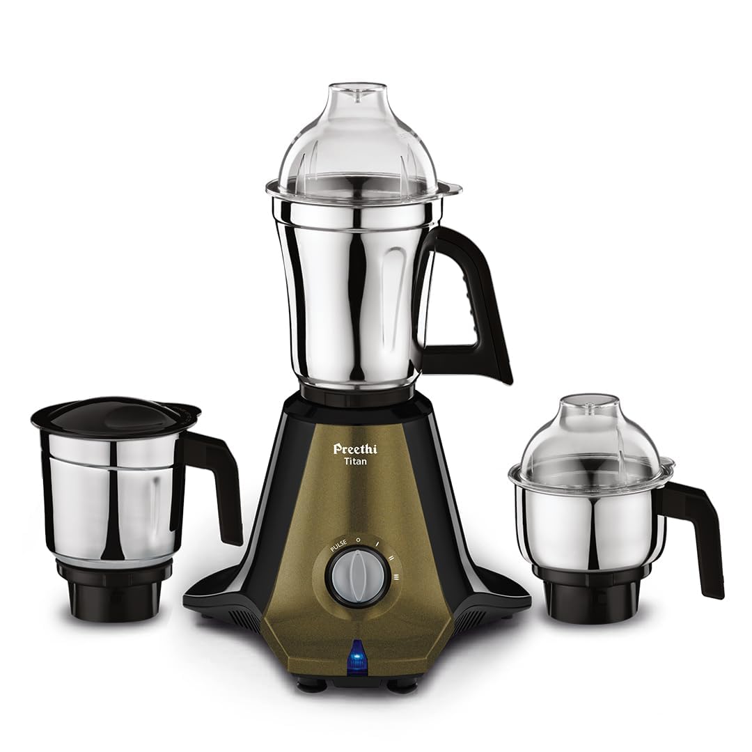 Preethi Titan-Mahlwerk für die Küche, 3 Gläser, 1000 W, Mixie, Schwarz (MG-283)