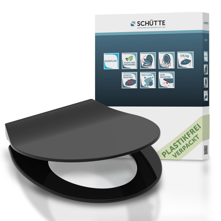 SCHÜTTE SLIM WC-Sitz | Duroplast Toilettensitz mit Absenkautomatik | Toilettendeckel mit Schnellvers