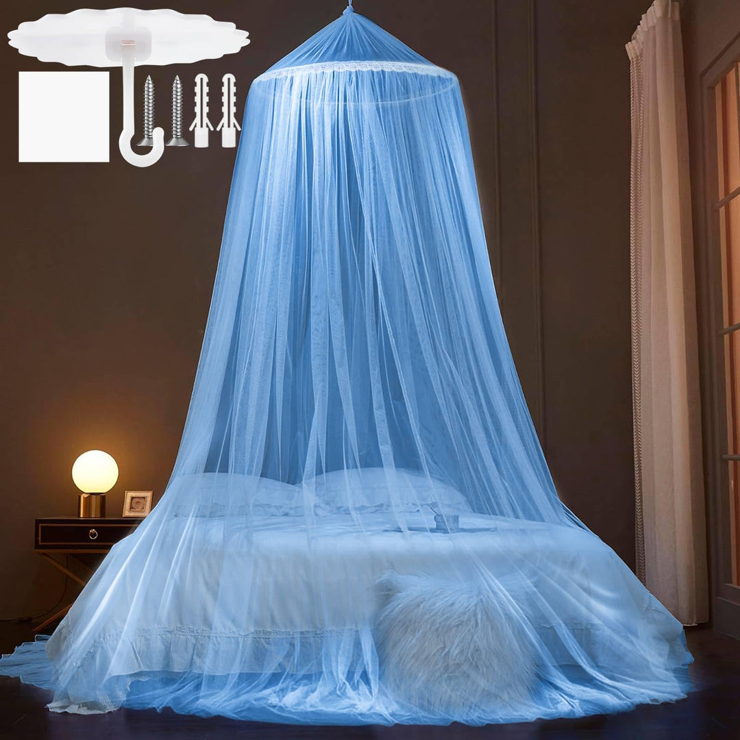 Moskitonetz Bett,Mückennetz Bett,Mosquito Netz Reise 60x250x1100cm,Moskitonetz Reise Blau,Betthimmel