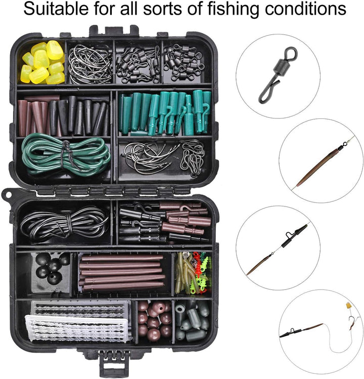282stk Angelhaken Kit, Karpfen Angelzubehör Set inkl. Jig Haken, Bullet Bass Werfen Sinker Gewichte,
