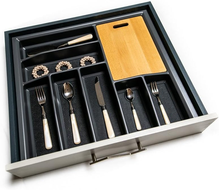 Generic Lana Solution Besteckeinsatz für 60 Schublade inkl. Schneidebrett, 473,5 mm x 497 mm, Silber