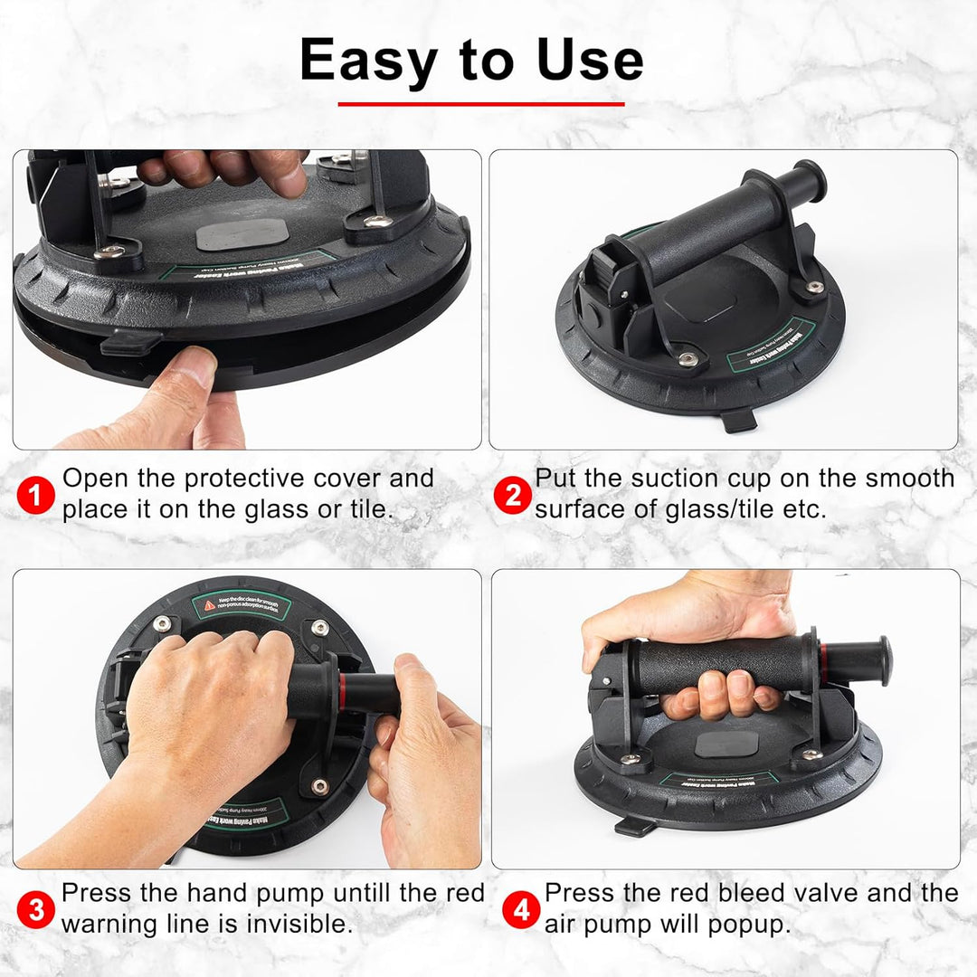 YUENGJGI 2 Pack 8" Glasheber Saugheber Vakuum Saugheber,Starker Saugnapf-Geeignet für schweres Glas,