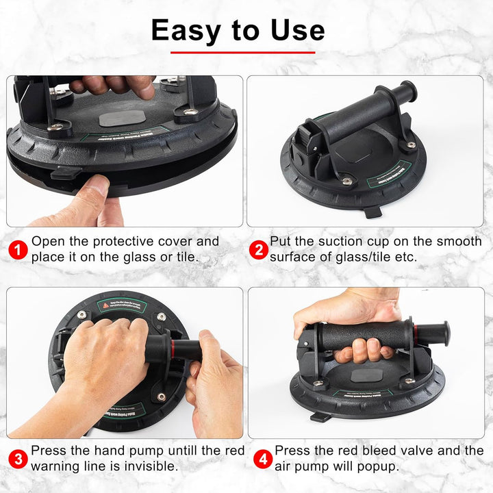 YUENGJGI 2 Pack 8" Glasheber Saugheber Vakuum Saugheber,Starker Saugnapf-Geeignet für schweres Glas,