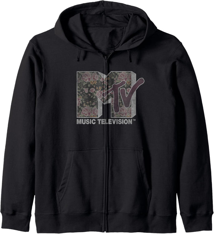 MTV Logo Darkened Floral Kapuzenjacke