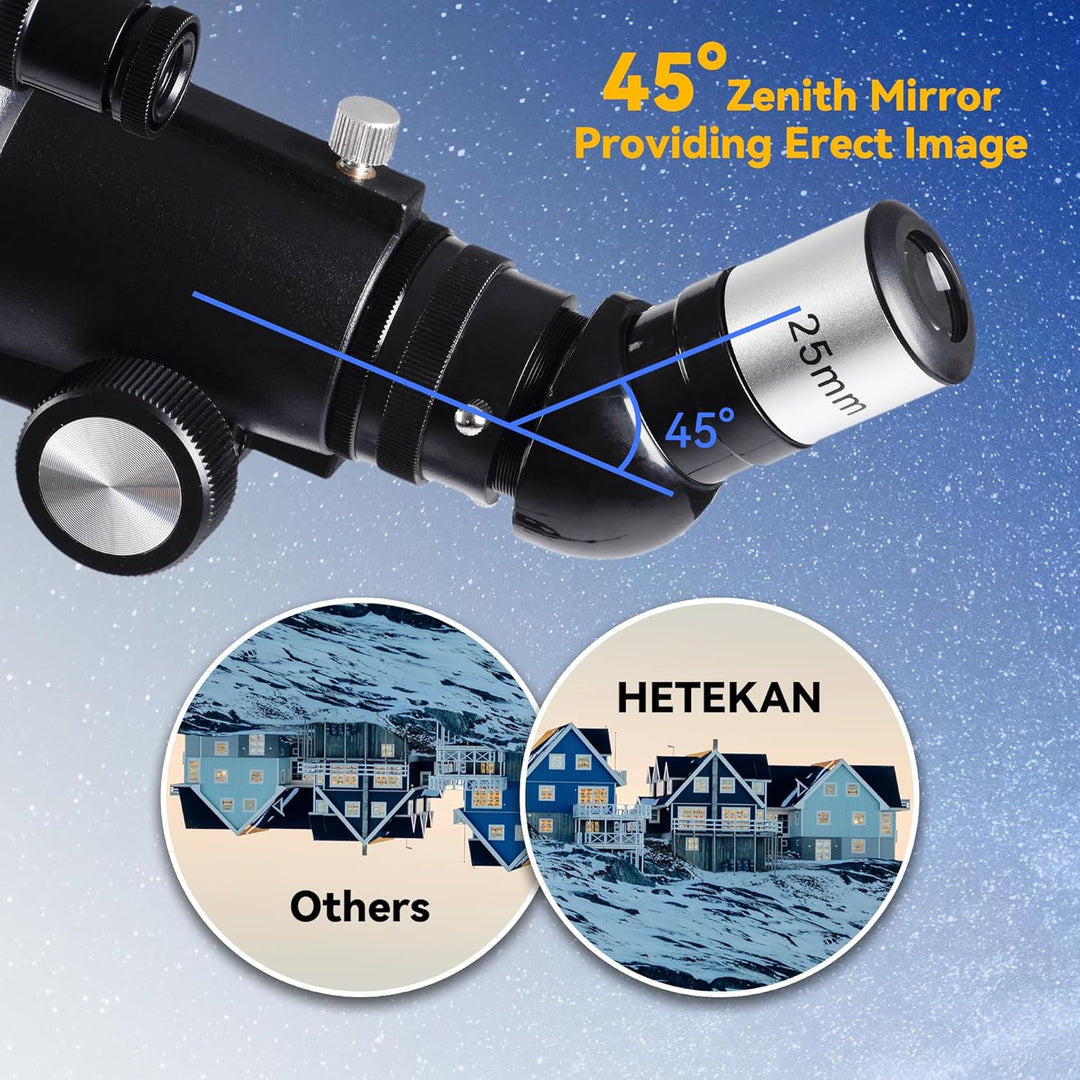 HETEKAN Teleskop, Teleskop Astronomie für Erwachsene Kinder Anfänger, 70mm Apertur 400mm AZ Mount Re