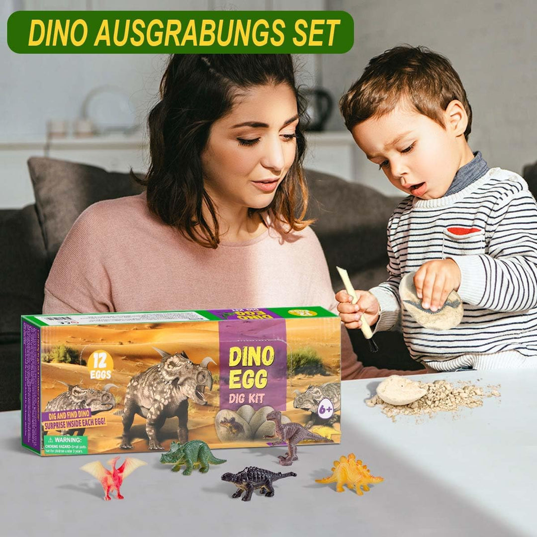 Dino Eier Zum Ausgraben, 12 Stück Dinosaurier Ausgrabungsset Fossilien Ausgrabungsset Kinder Klassen