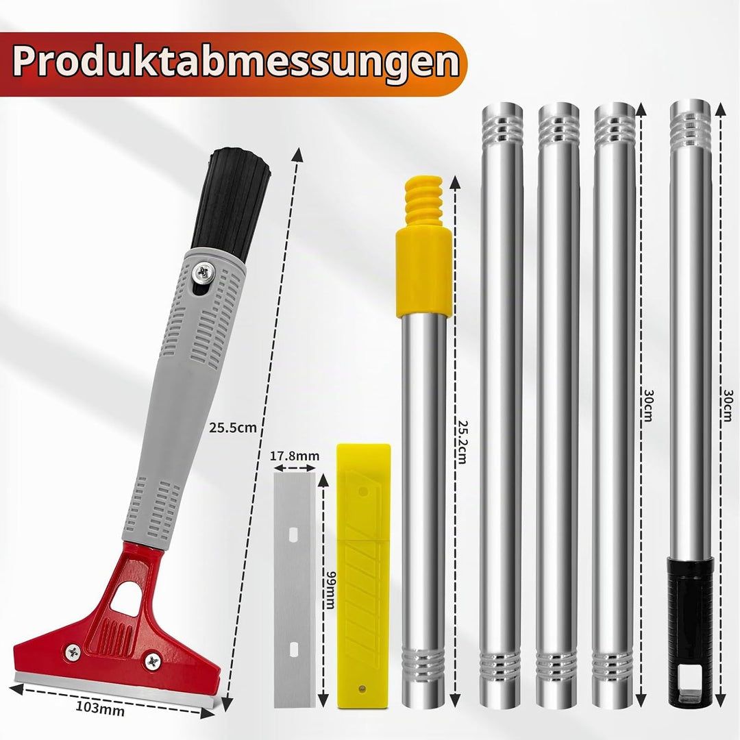 Tapetenschaber Tapetenentferner mit 10 Klingen - Tapetenschaber mit langem Stiel, Schaber Werkzeug G