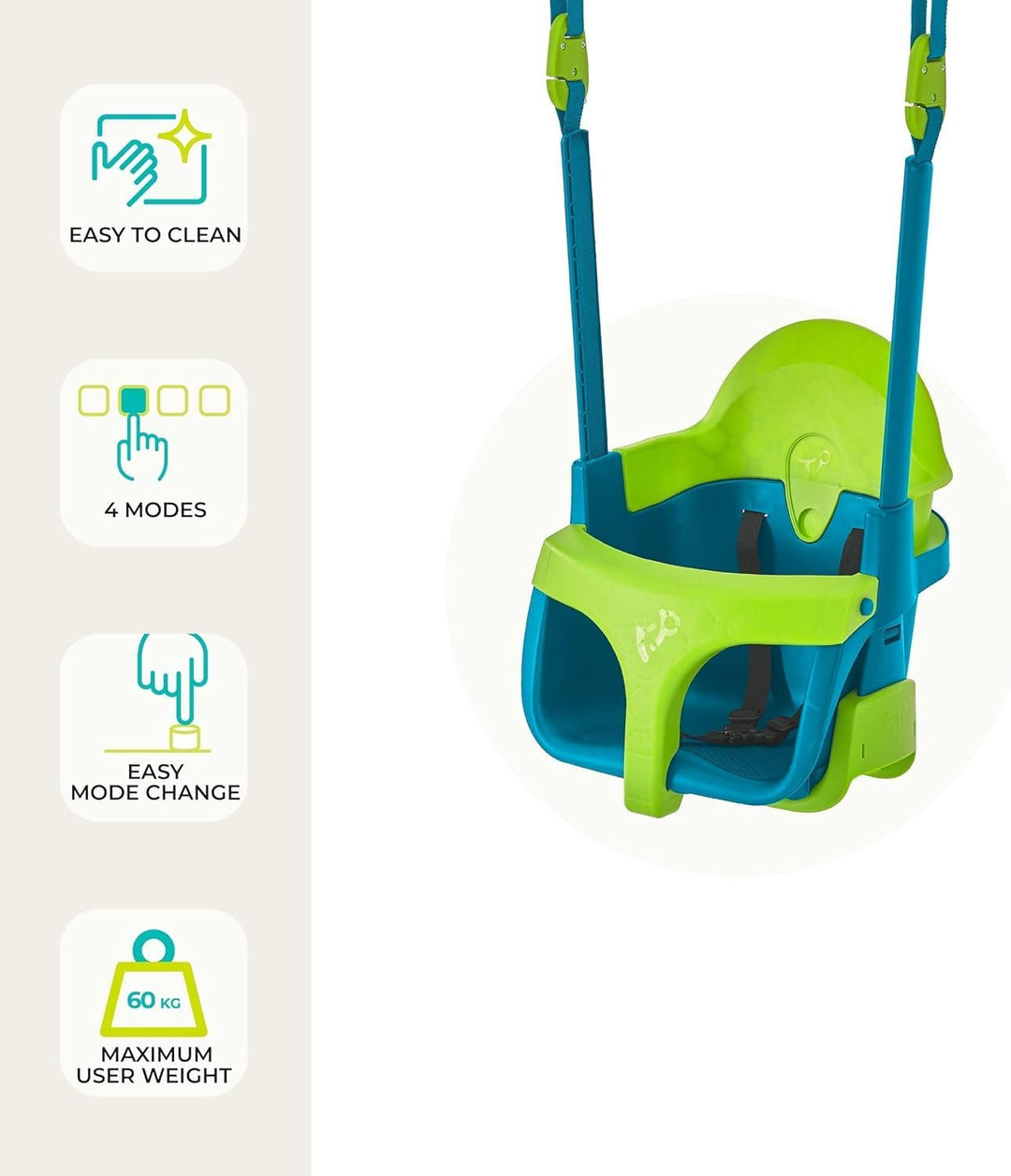 TP Toys TP900 Monate 4 in 1 Verstellbarer Quadpod Baby Schaukelsitz von 6 Motten bis Kinder 8 Jahre,