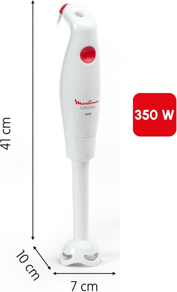 Moulinex Stabmixer Turbomix DD12A1 | 350 W | Ergonomischer Griff | 2 robuste Zelkrom-Klingen | Sprit