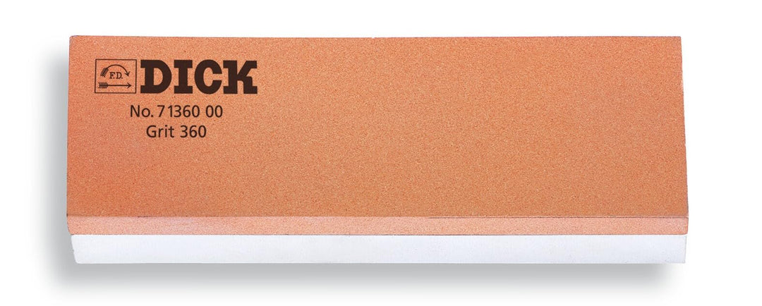 F. DICK Abziehstein für Messer (Schleifstein 360 und 1000 Körnung, 20x5x2,5 cm, Unterlegplatte, Wink