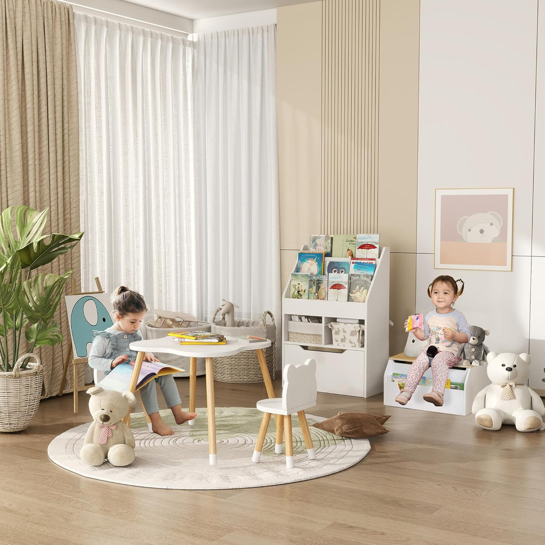 HOMCOM Kinder Bücherregal Kinderregal mit Schublade, 3 Ablagefächern und 2 offenen Fächern, Aufbewah
