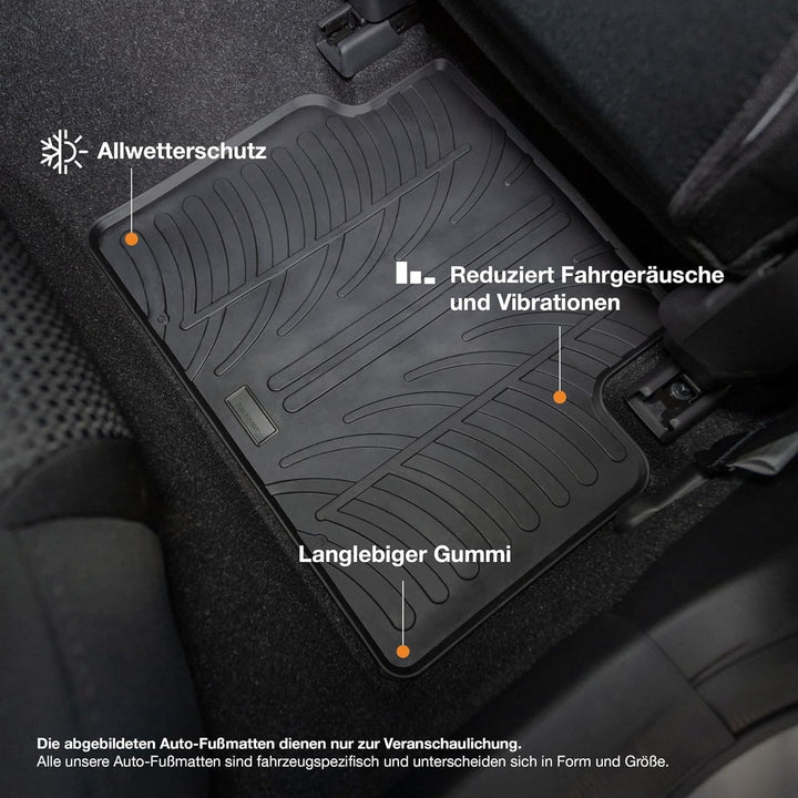Travall Mats Gummifussmatten Kompatibel Mit Citroen Berlingo Van und Peugeot Partner Van (2008-2018)