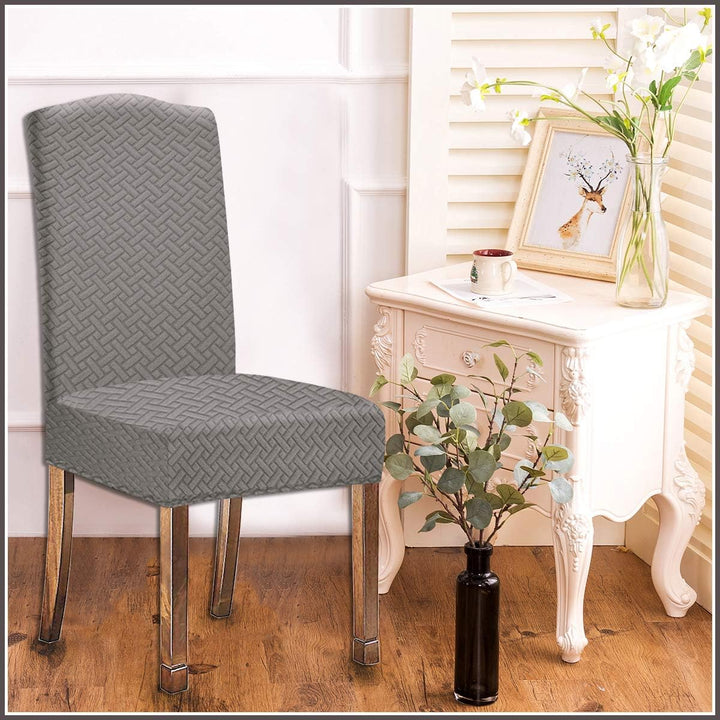 KELUINA Stretch wasserdichte Jacquard mit langem Gitter Esszimmer Stuhlhussen Home Decor, Stuhlhusse