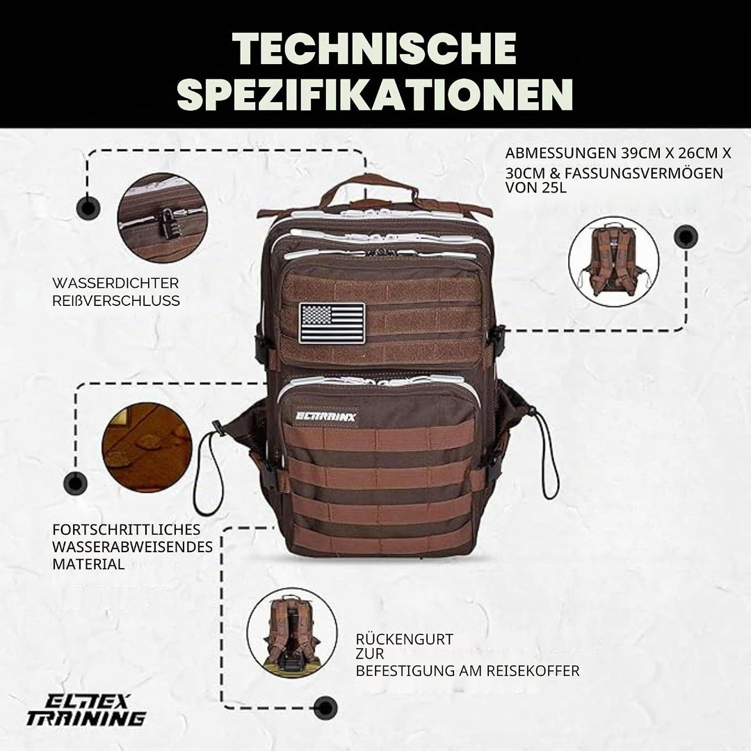 ELITRAINX ELITEX TRAINING Militär-Rucksack, wasserdicht, für Sport, Kabine, Flugzeug, Fitnessstudio,