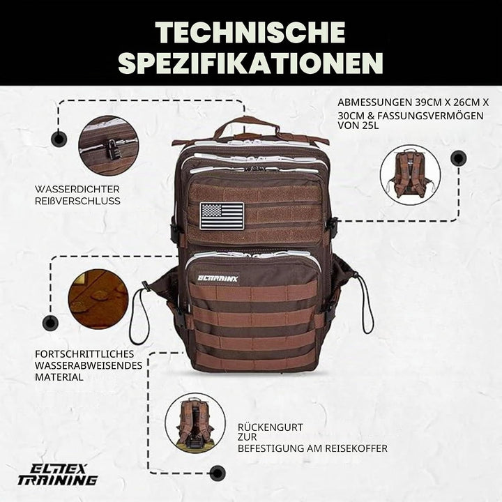 ELITRAINX ELITEX TRAINING Militär-Rucksack, wasserdicht, für Sport, Kabine, Flugzeug, Fitnessstudio,