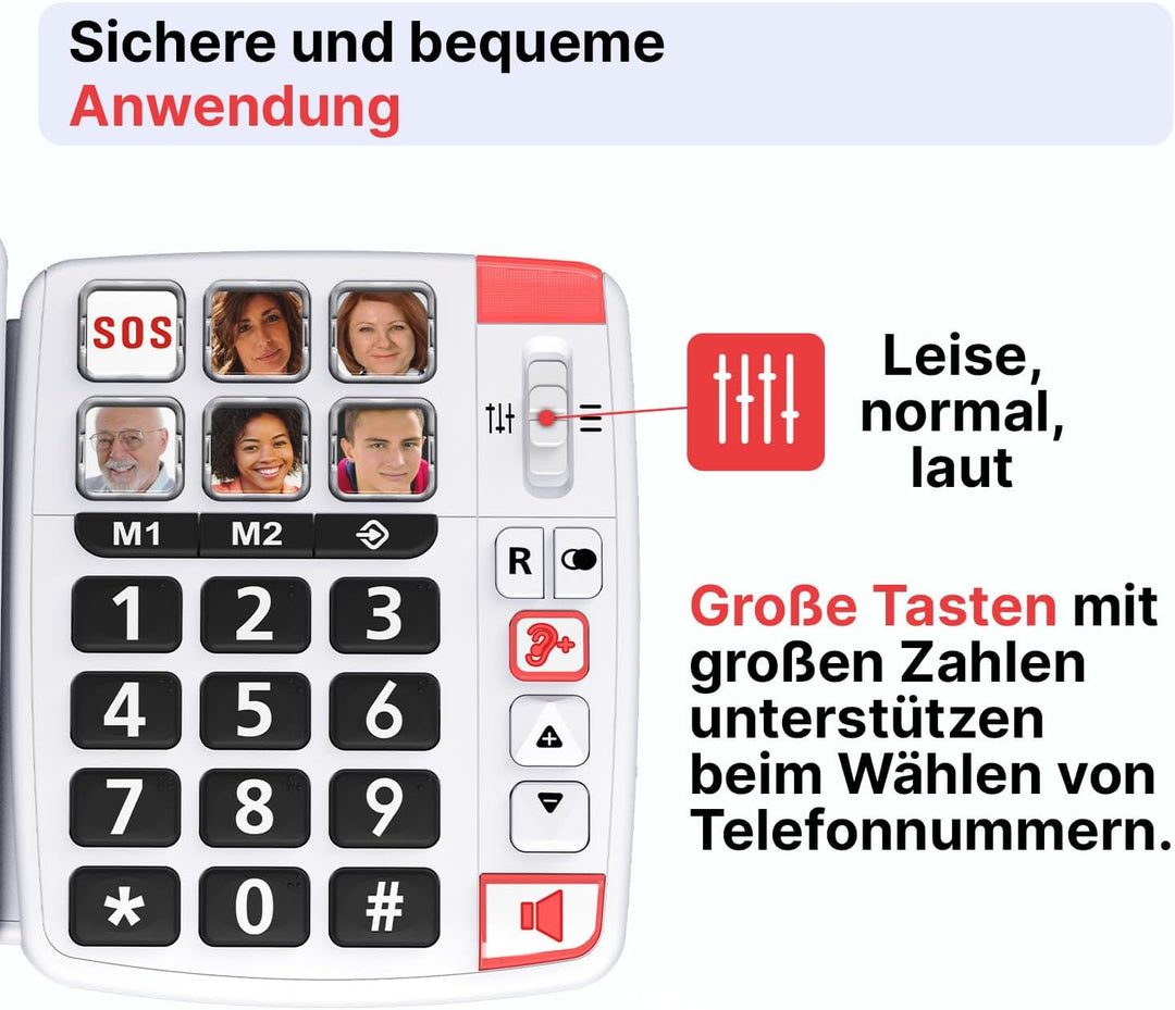 Swissvoice Xtra 1110 schnurgebundenes Telefon mit extra grossen Tasten, sechs Foto-Direktwahltasten,
