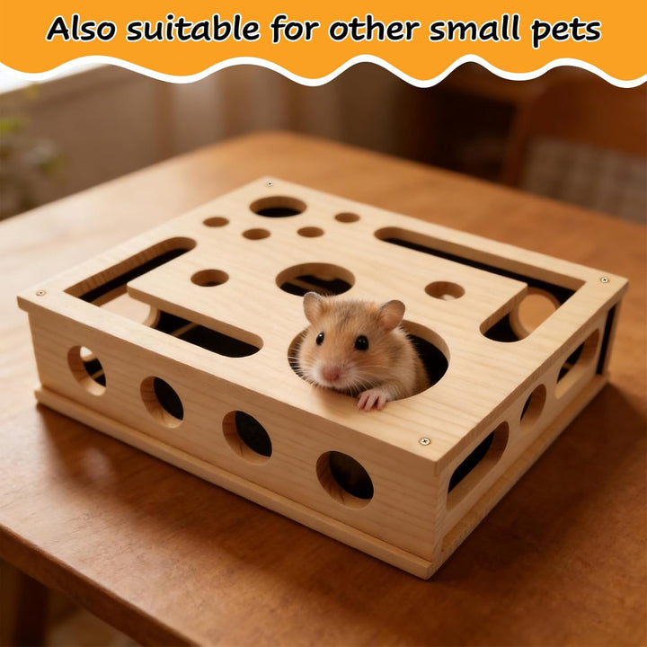 Beschäftigungsbox Katzen, Kratzpuzzle Spielbox Holz Katzens, Interaktives Spielzeug Katzens mit Bäll