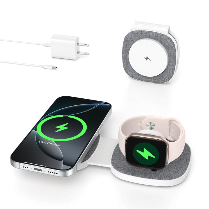 Faltbar 2 in 1 Ladestation für Apple Watch und iPhone für MagSafe iPhone 17e/Air/17/16/15/14/13/12 S