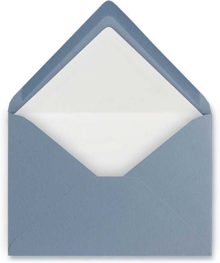 50 Briefumschläge Graublau (Blau) - DIN C6 - gefüttert mit weissem Seidenpapier - 100 g/m² - 11,4 x