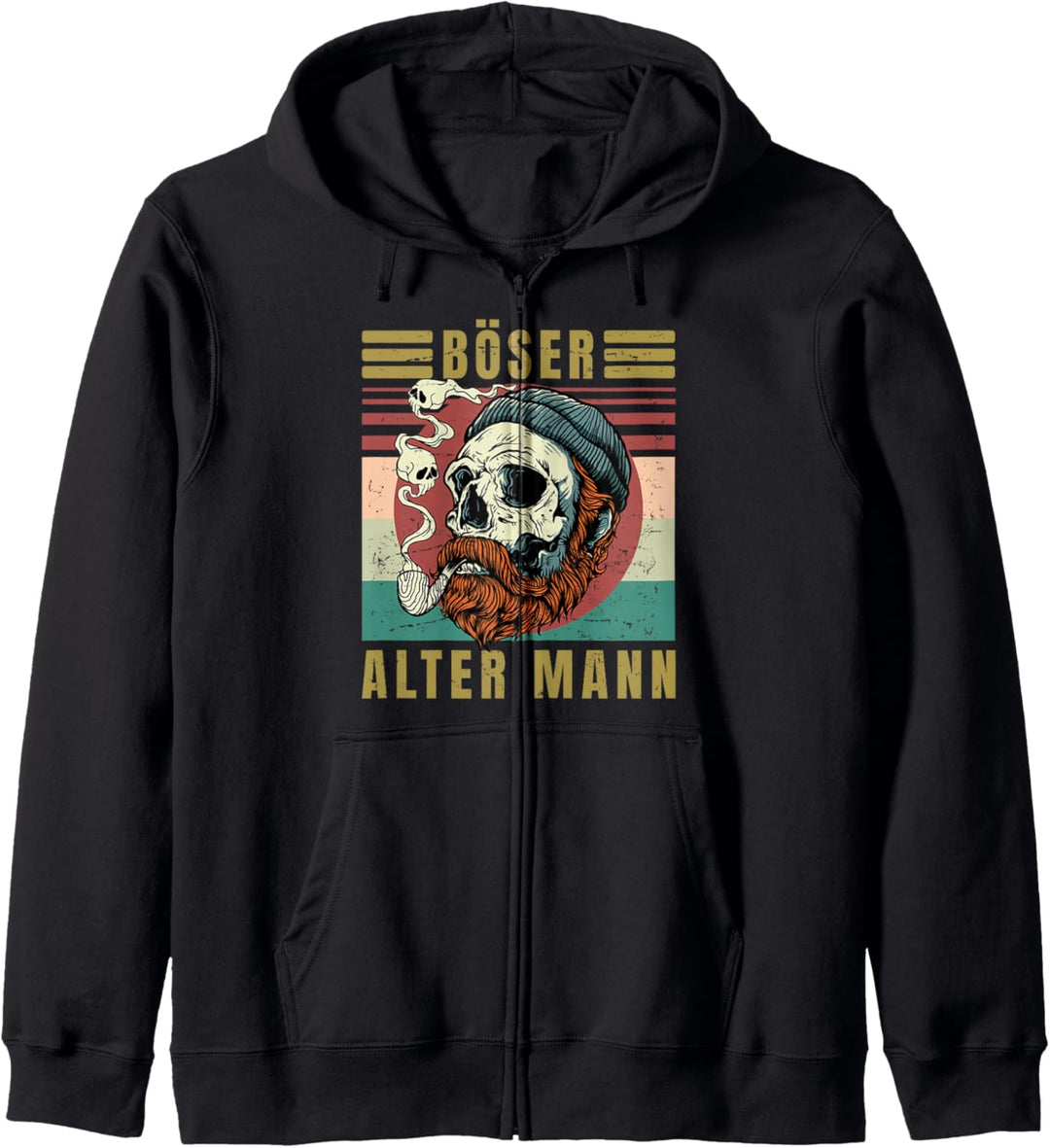 Herren Böser alter Mann - Totenkopf Vintage - Biker - Gang Kapuzenjacke